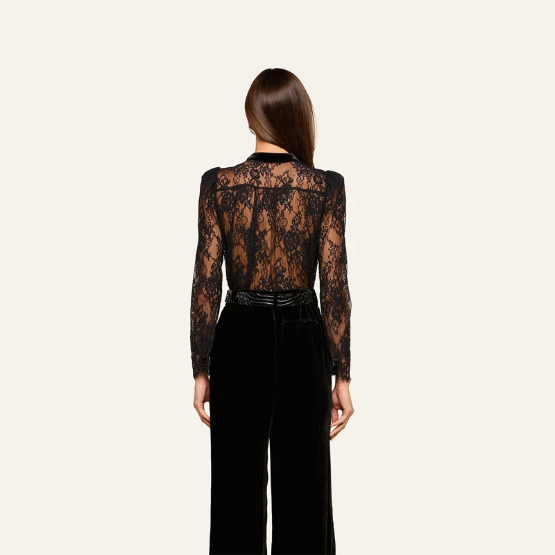 Dorothea Velvet Lace Blouse