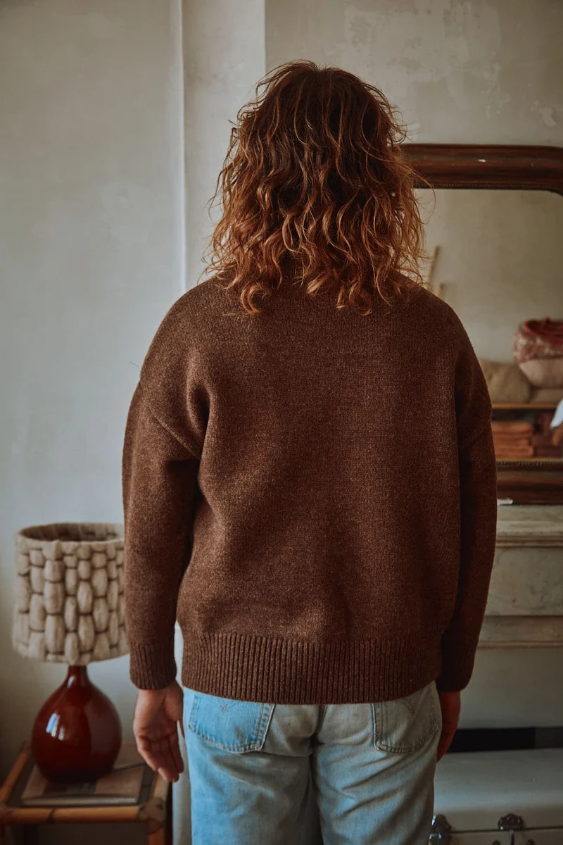 JACQUES Men Turtleneck Sweater in Merino Wool - Chocolate