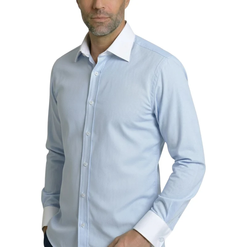 Chemise homme coupe droite tissu structuré uni MILY Andrew Mac Allister