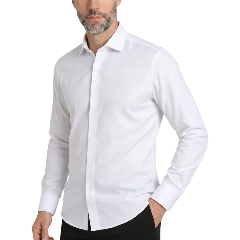 Chemise homme gorge cachée coupe cintrée unie NUNZIO Emporio Balzani