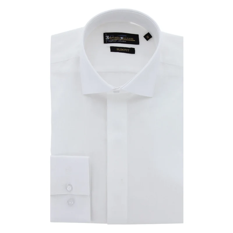 Chemise homme gorge cachée coupe cintrée unie NUNZIO Emporio Balzani