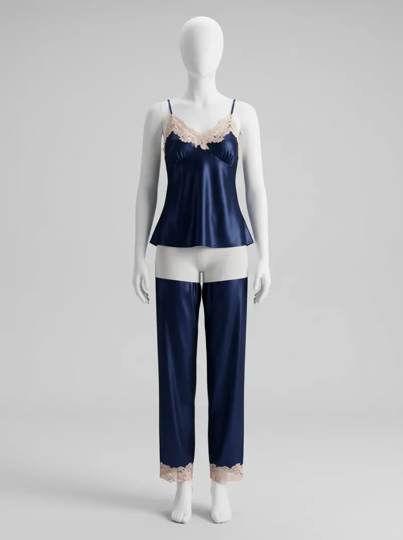 Chemise de nuit ensemble satin 5 pièces élégant femme