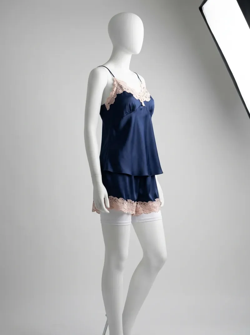 Chemise de nuit ensemble satin 5 pièces élégant femme