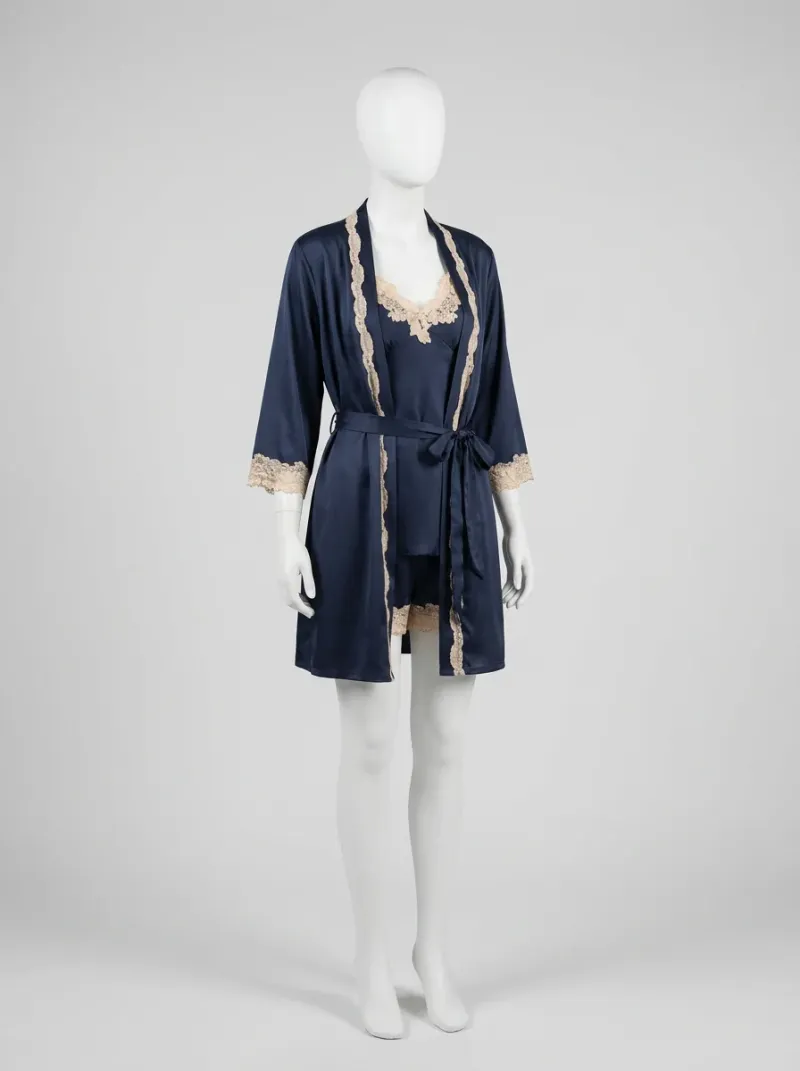 Chemise de nuit ensemble satin 5 pièces élégant femme