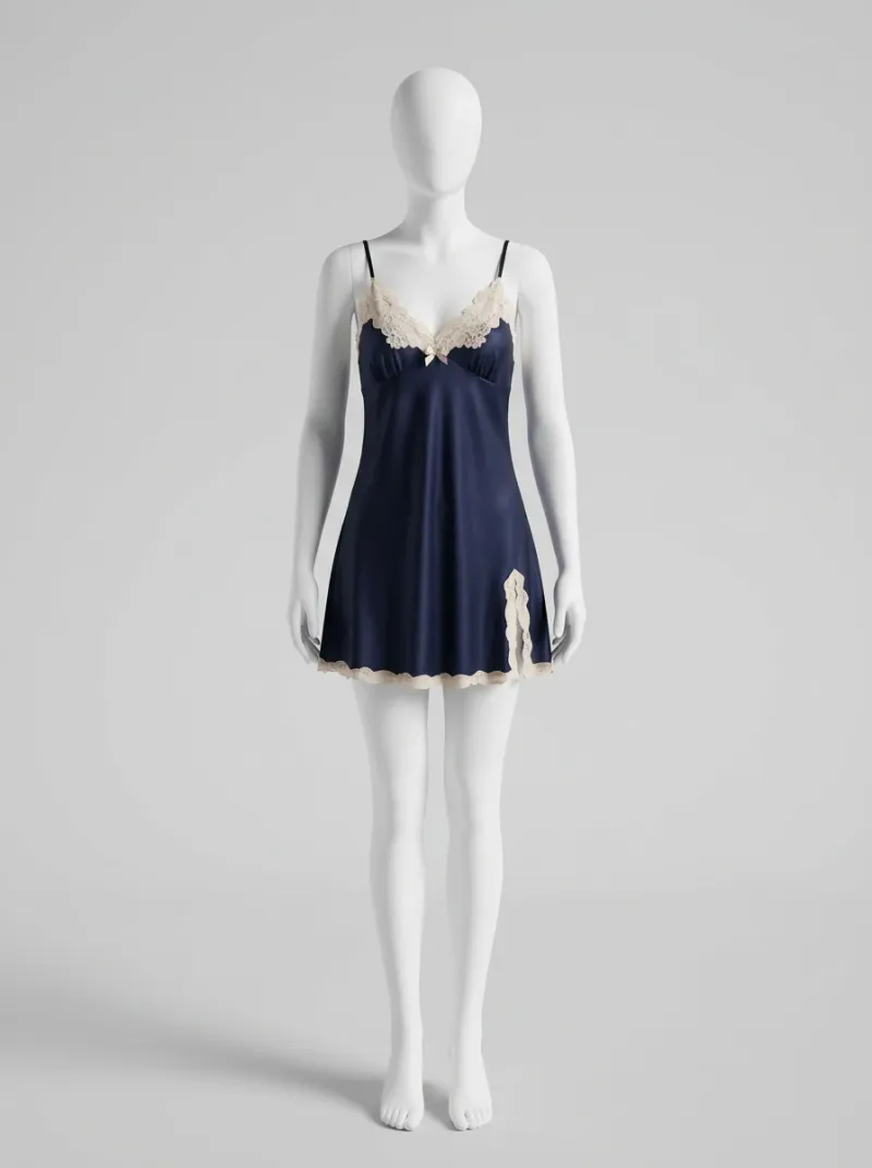 Chemise de nuit ensemble satin 5 pièces élégant femme