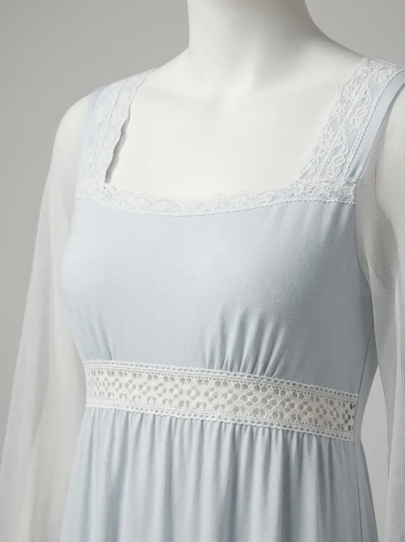 Chemise de nuit modal longue style victorien femme