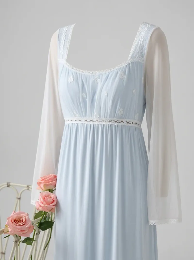 Chemise de nuit modal longue style victorien femme
