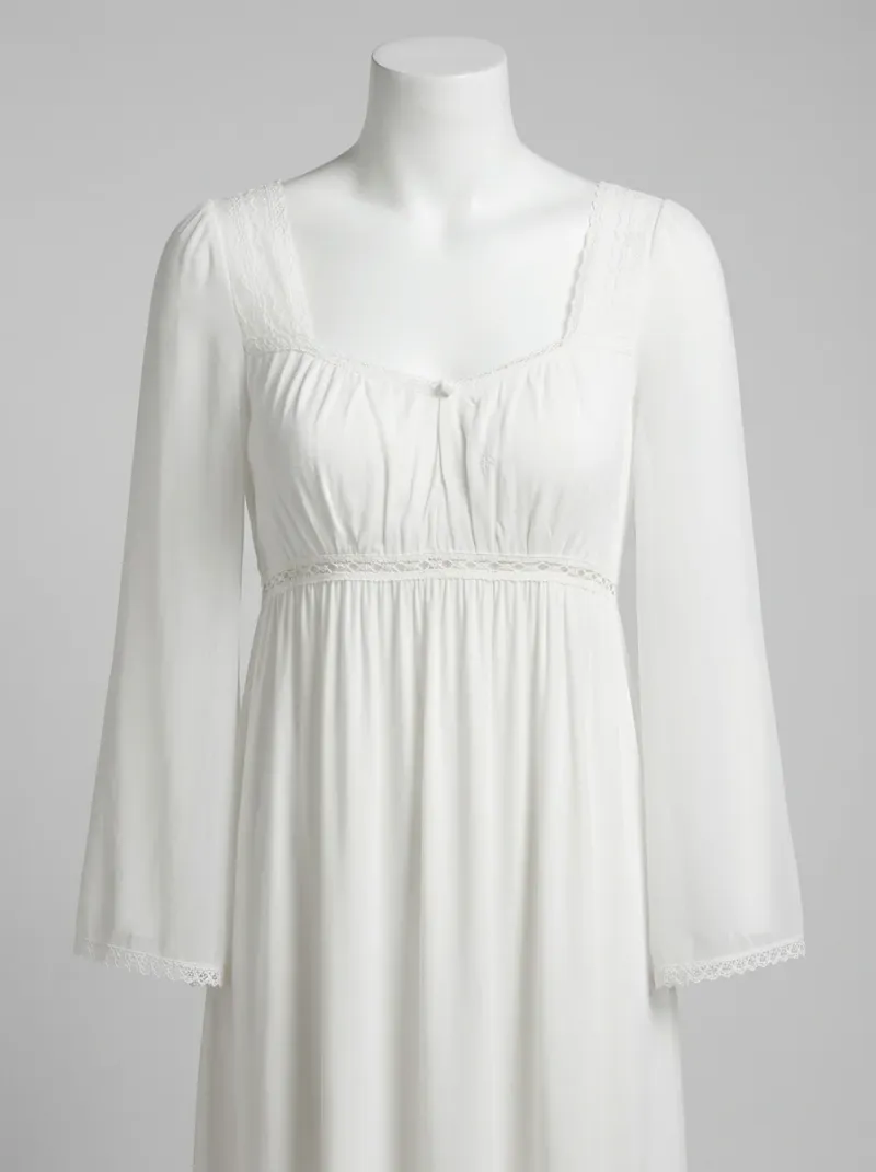 Chemise de nuit modal longue style victorien femme