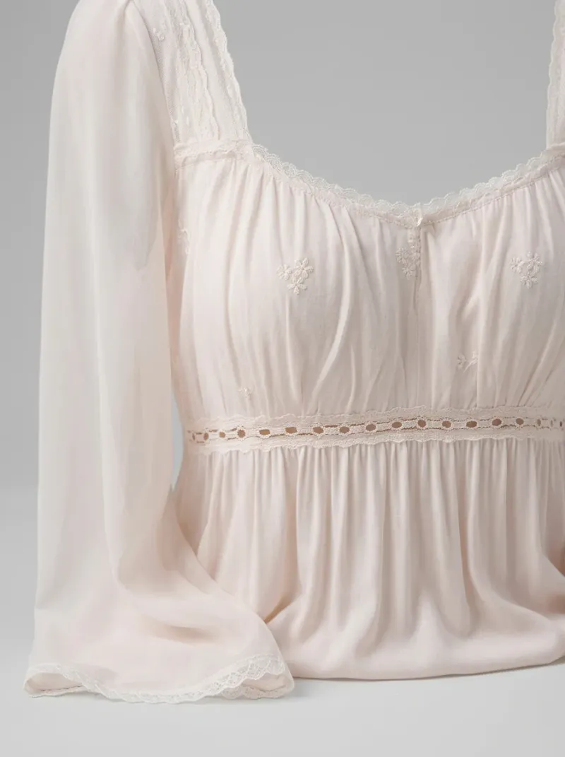 Chemise de nuit modal longue style victorien femme