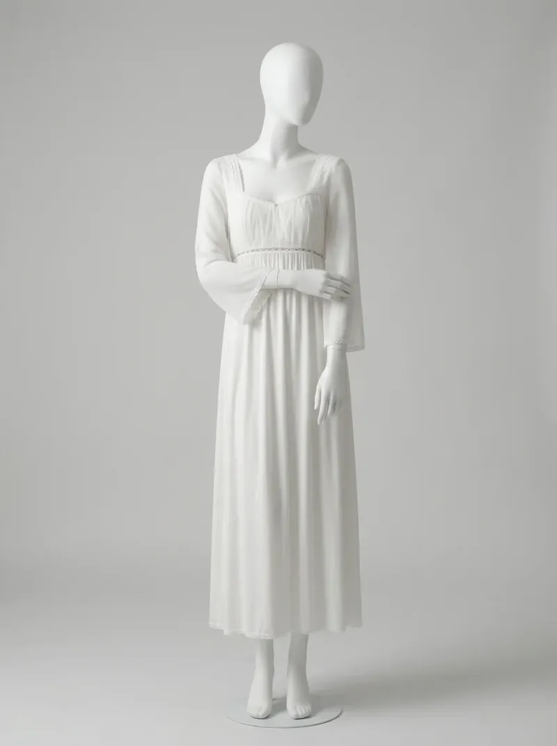 Chemise de nuit modal longue style victorien femme