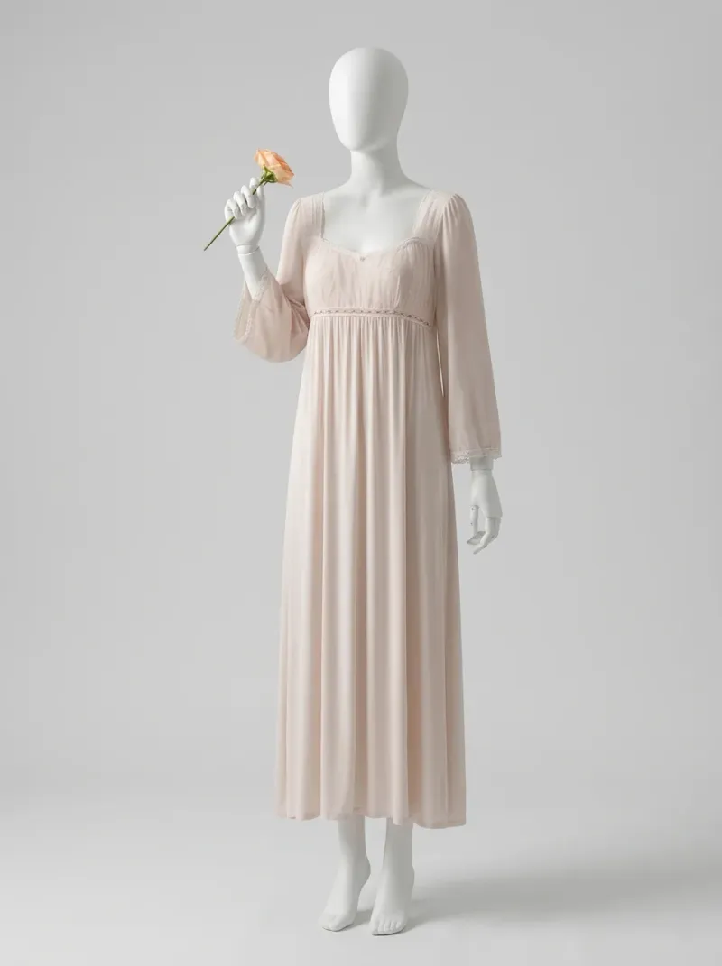 Chemise de nuit modal longue style victorien femme