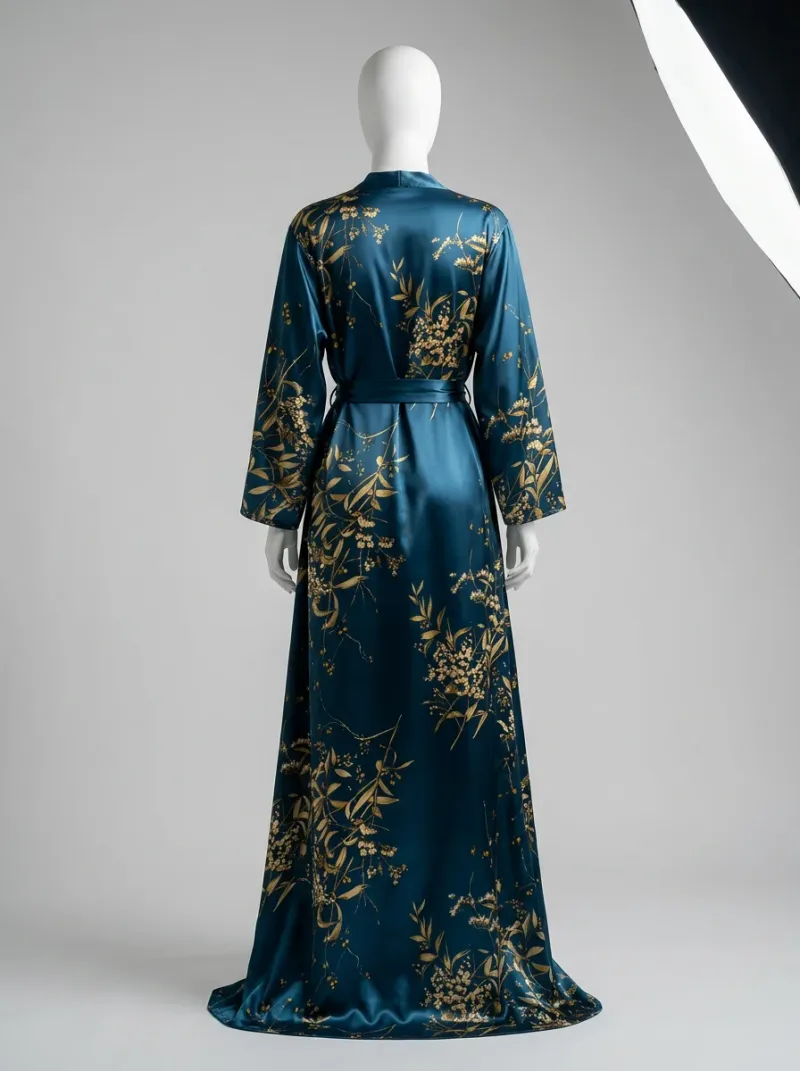 Chemise de nuit longue fluide ensemble kimono polyester femme