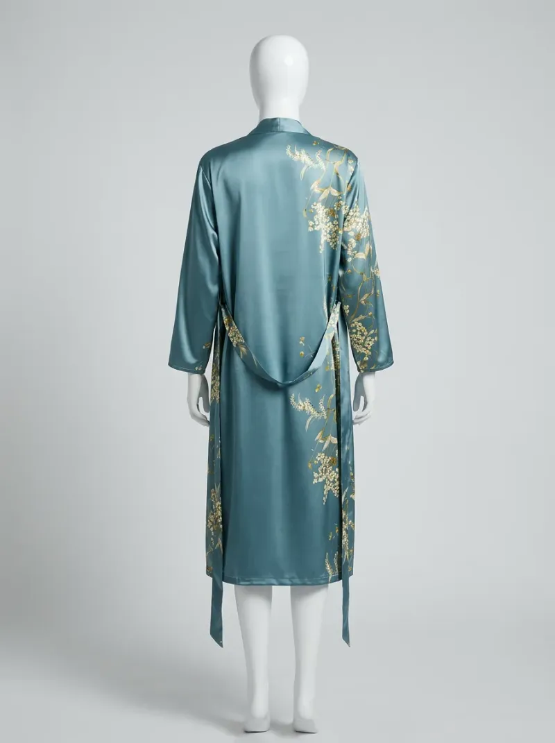 Chemise de nuit longue fluide ensemble kimono polyester femme