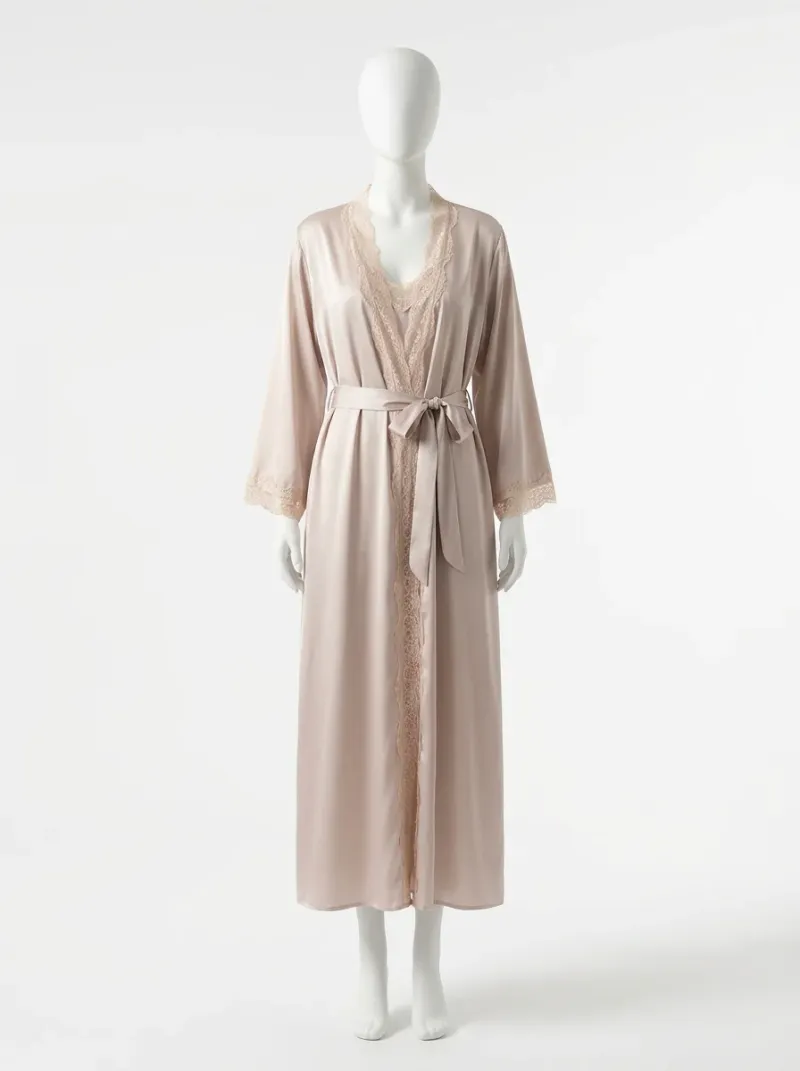 Chemise de nuit polyester ensemble kimono long élégant