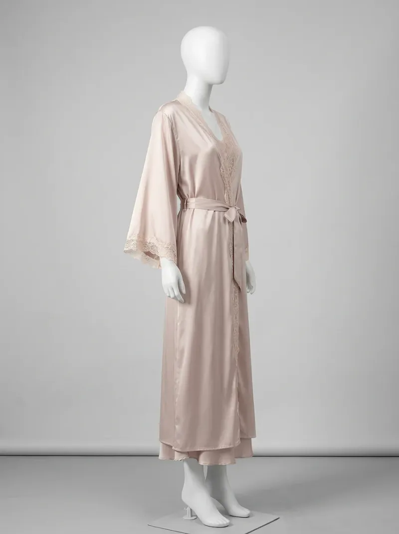 Chemise de nuit polyester ensemble kimono long élégant