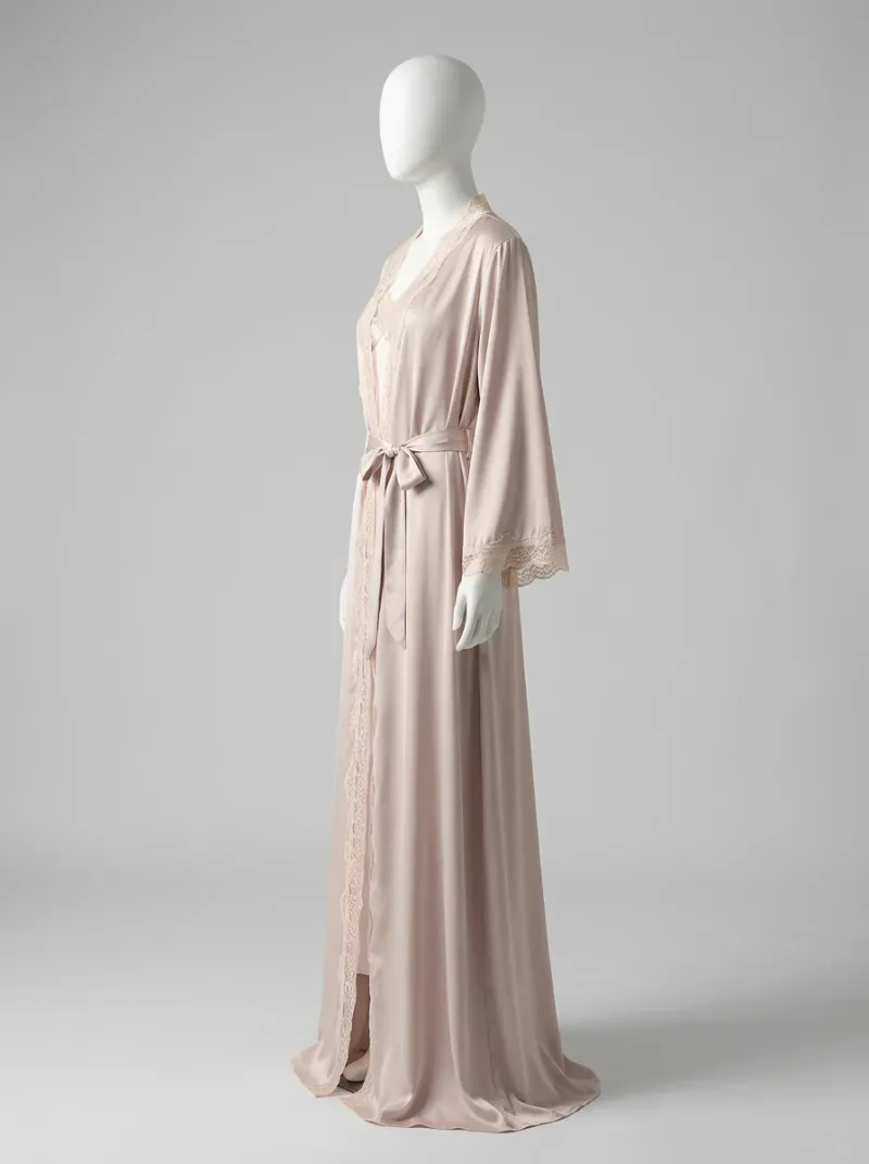 Chemise de nuit polyester ensemble kimono long élégant
