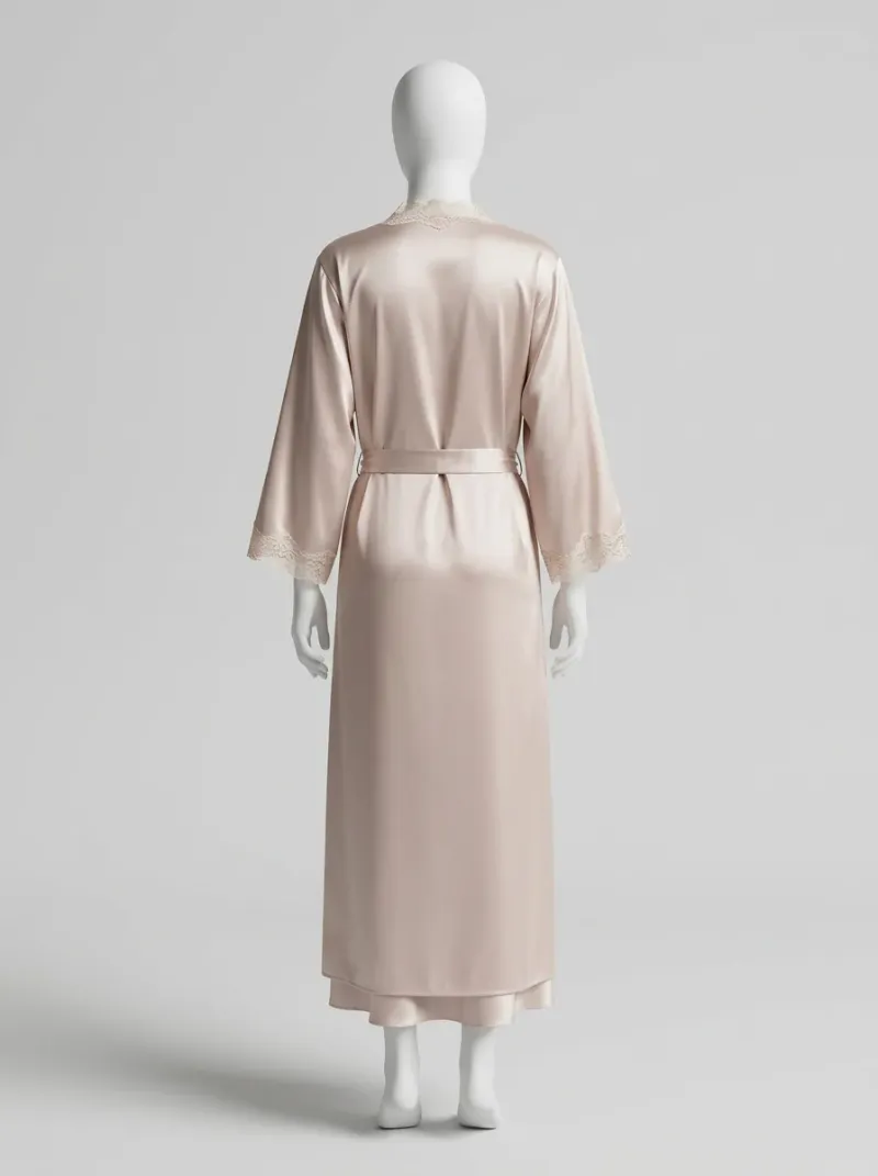 Chemise de nuit polyester ensemble kimono long élégant