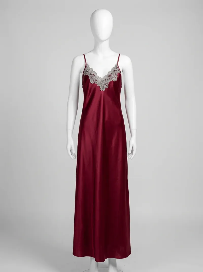 Chemise de nuit satin avec peignoir long femme chic