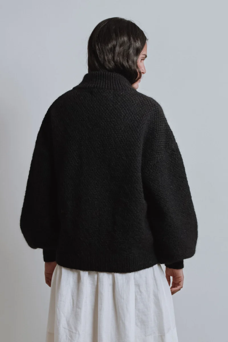 GEORGE High-Neck Jacket in Merino-Mohair Wool - Black