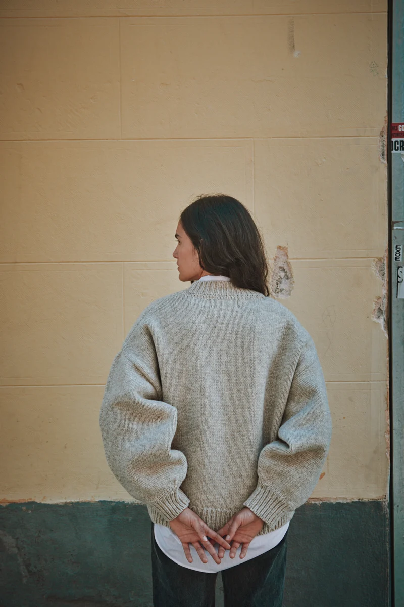 LUNA Batwing Cardigan in Merino Wool - Beige