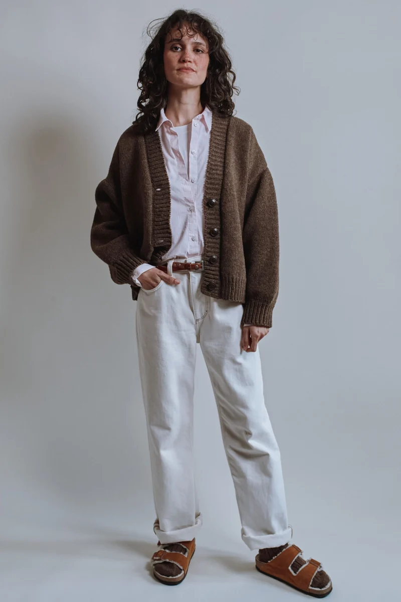 LUNA Batwing Cardigan in Merino Wool - Chocolate