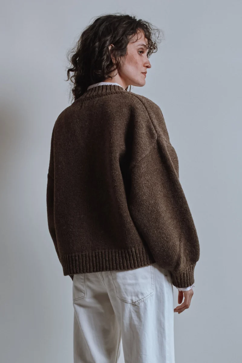 LUNA Batwing Cardigan in Merino Wool - Chocolate