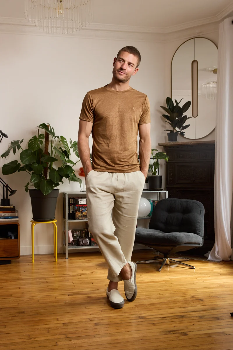 T shirt en lin homme - bronze