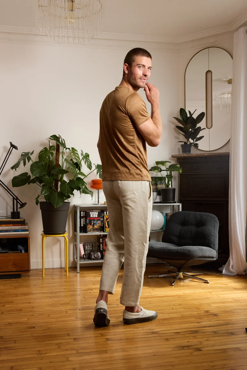 T shirt en lin homme - bronze