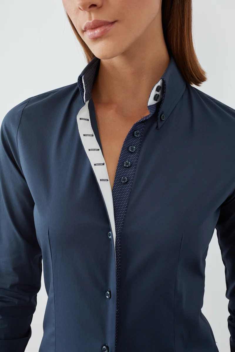Silvia Iconic Poplin Stretch Women Shirt Blue