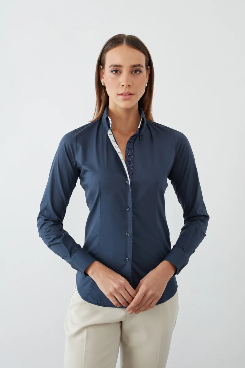 Silvia Iconic Poplin Stretch Women Shirt Blue