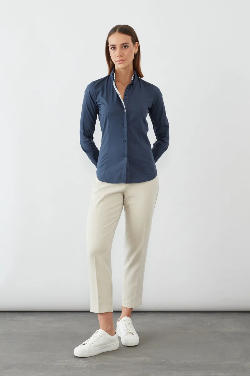 Silvia Iconic Poplin Stretch Women Shirt Blue