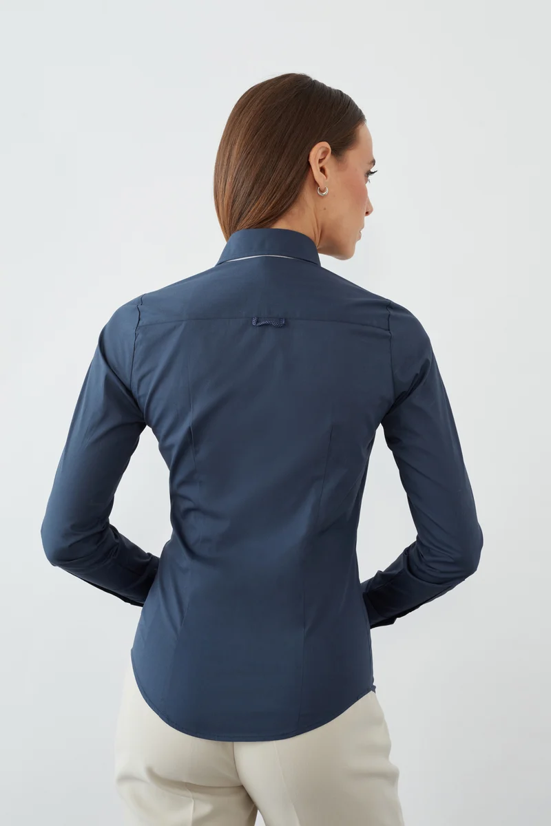 Silvia Iconic Poplin Stretch Women Shirt Blue