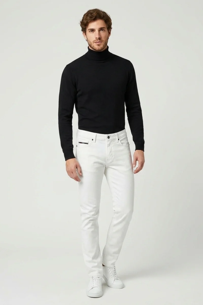 Cotton Stretch Man Pant White
