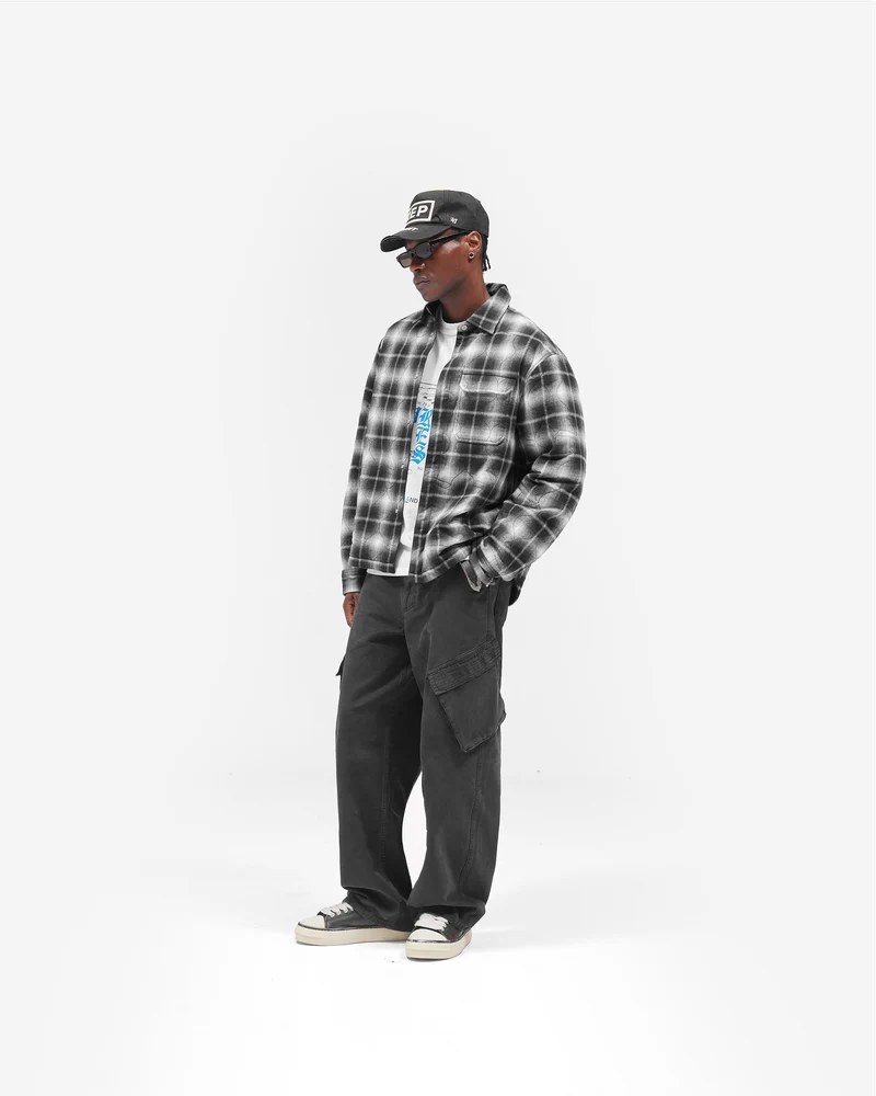 Logo Quilted Shirt - Black