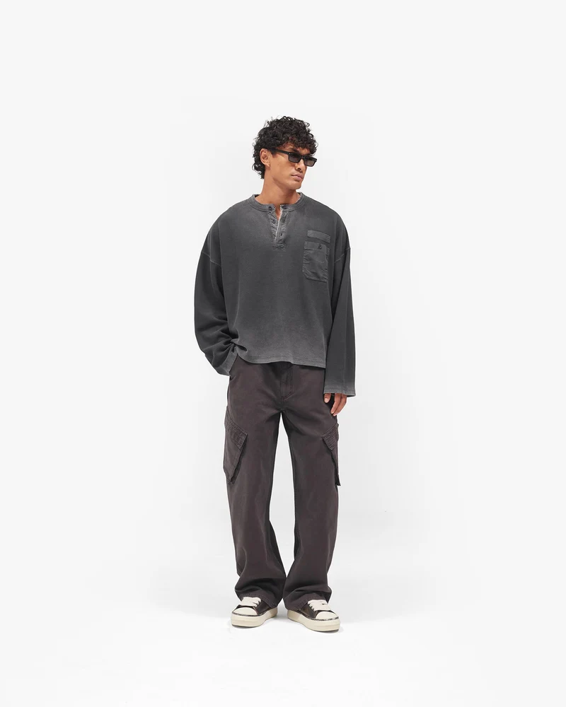 Heavyweight Henley Sweater - Vintage Black