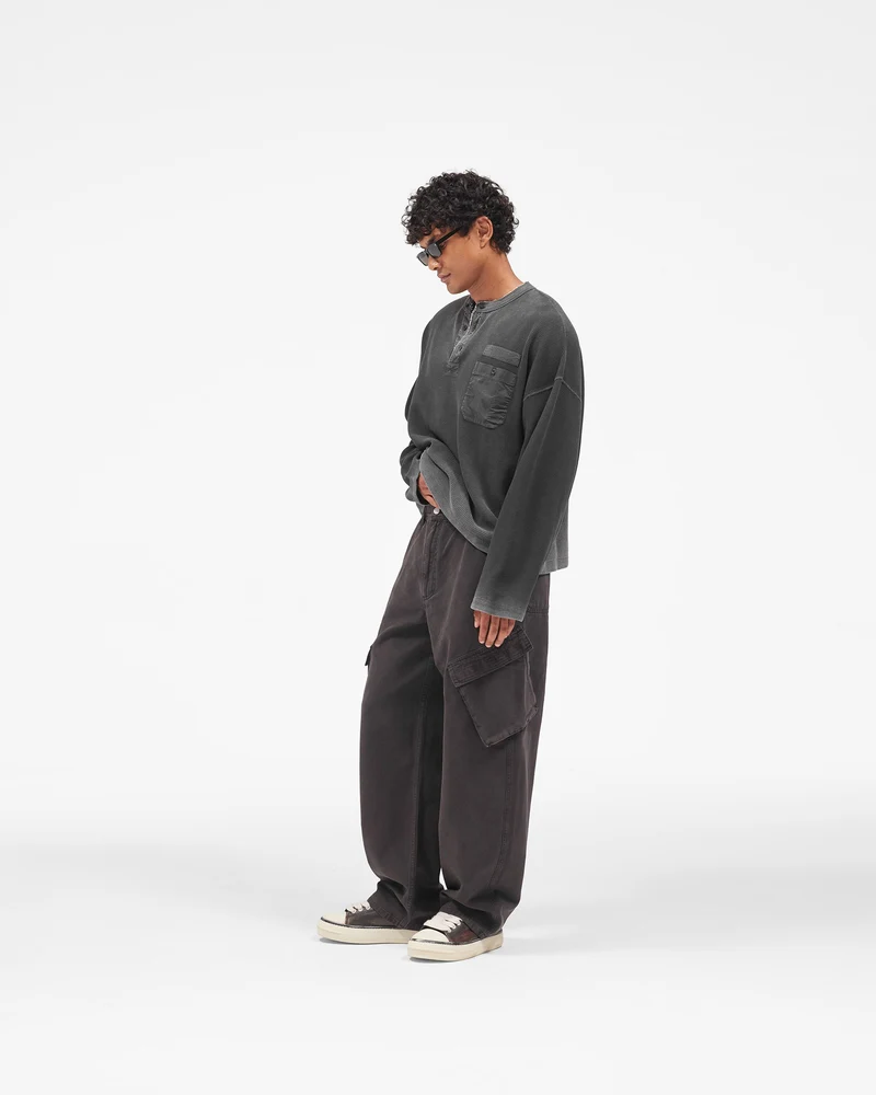 Heavyweight Henley Sweater - Vintage Black