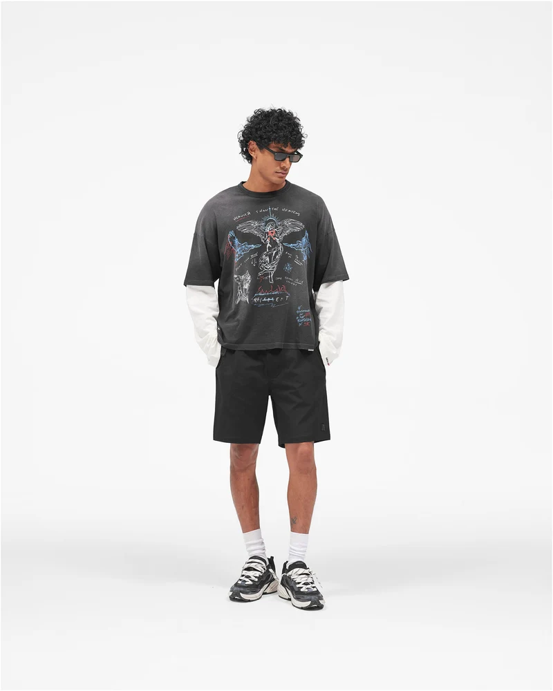 Heavier Than The Heavens Long Sleeve T-Shirt - Washed Black