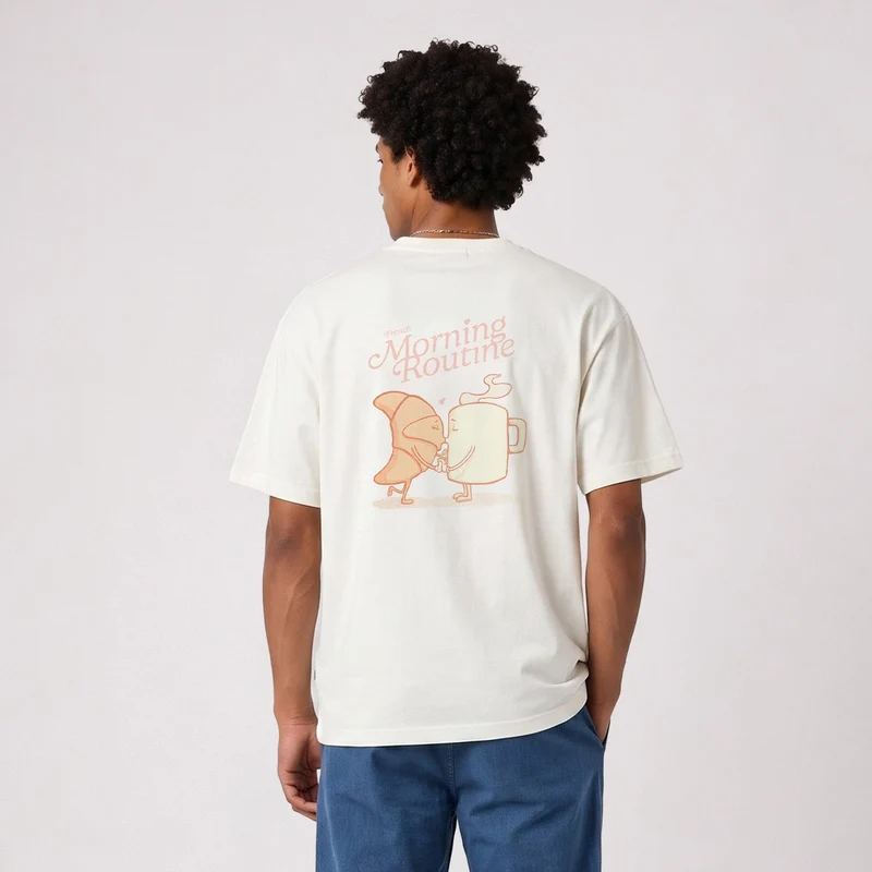 T-shirt manches courtes oversize blanc cassé French Morning Routine SBPLAY