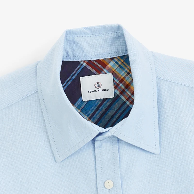 Chemise manches longues Oxford bleu ciel broderie BLANCO BIARRITZ
