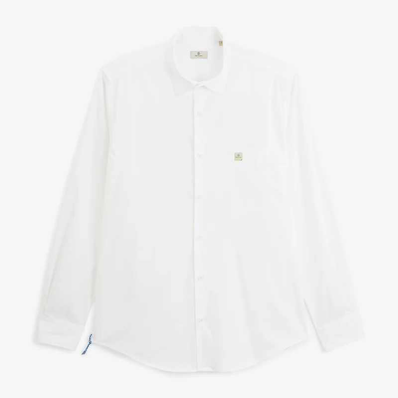 Chemise manches longues 100% coton twill stretch blanc SBPLAY