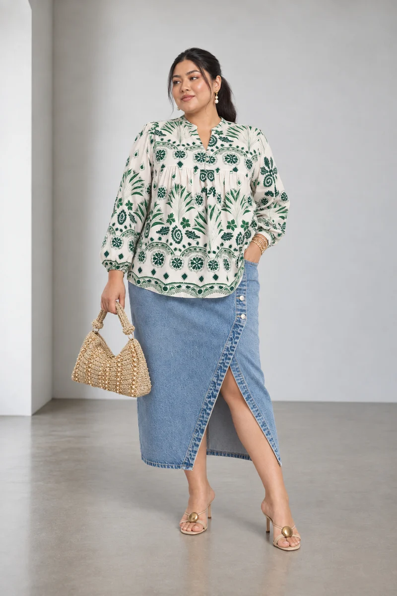 Melune|Cotton Gather Front Relaxed Fit Top