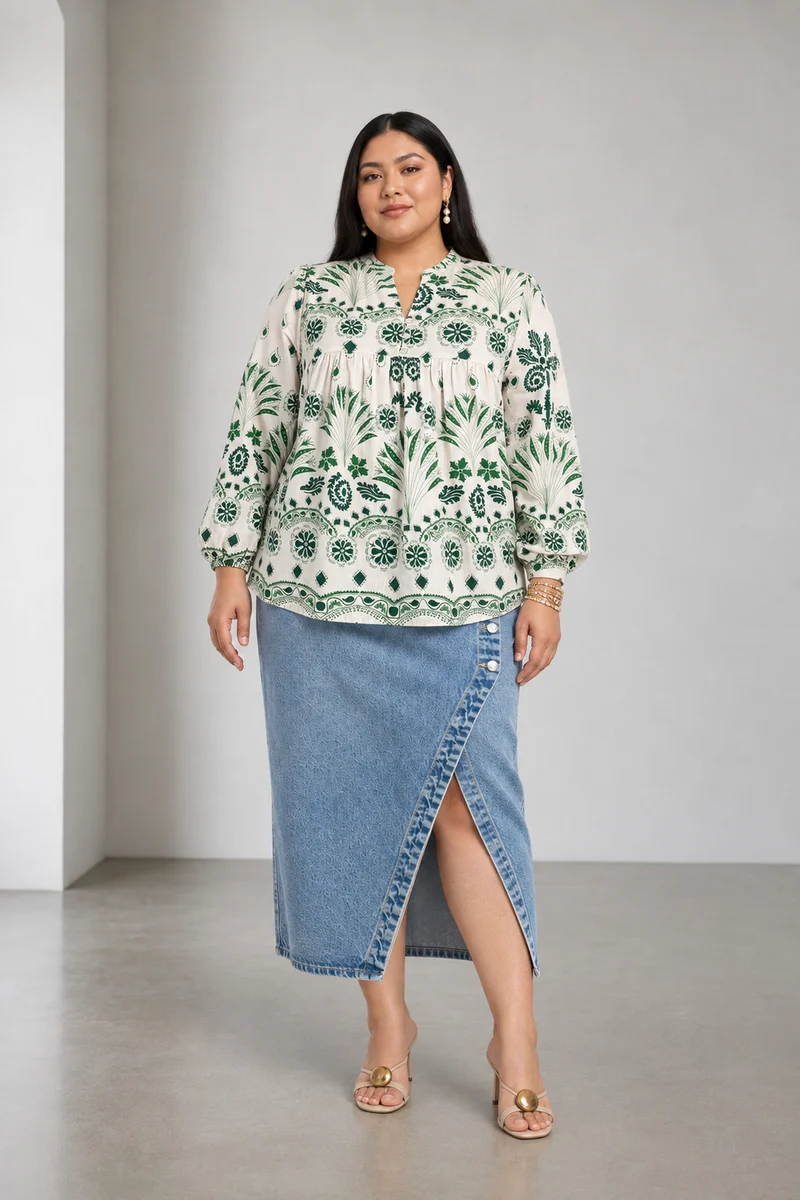 Melune|Cotton Gather Front Relaxed Fit Top