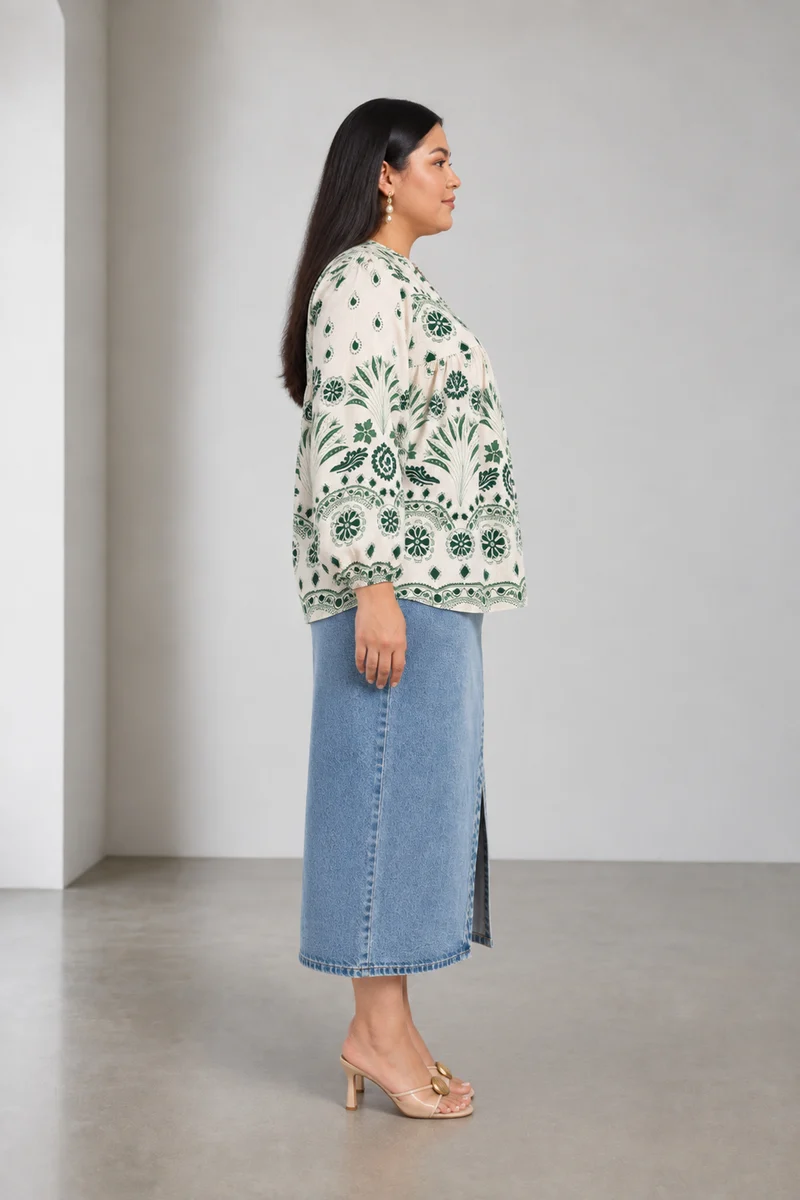 Melune|Cotton Gather Front Relaxed Fit Top