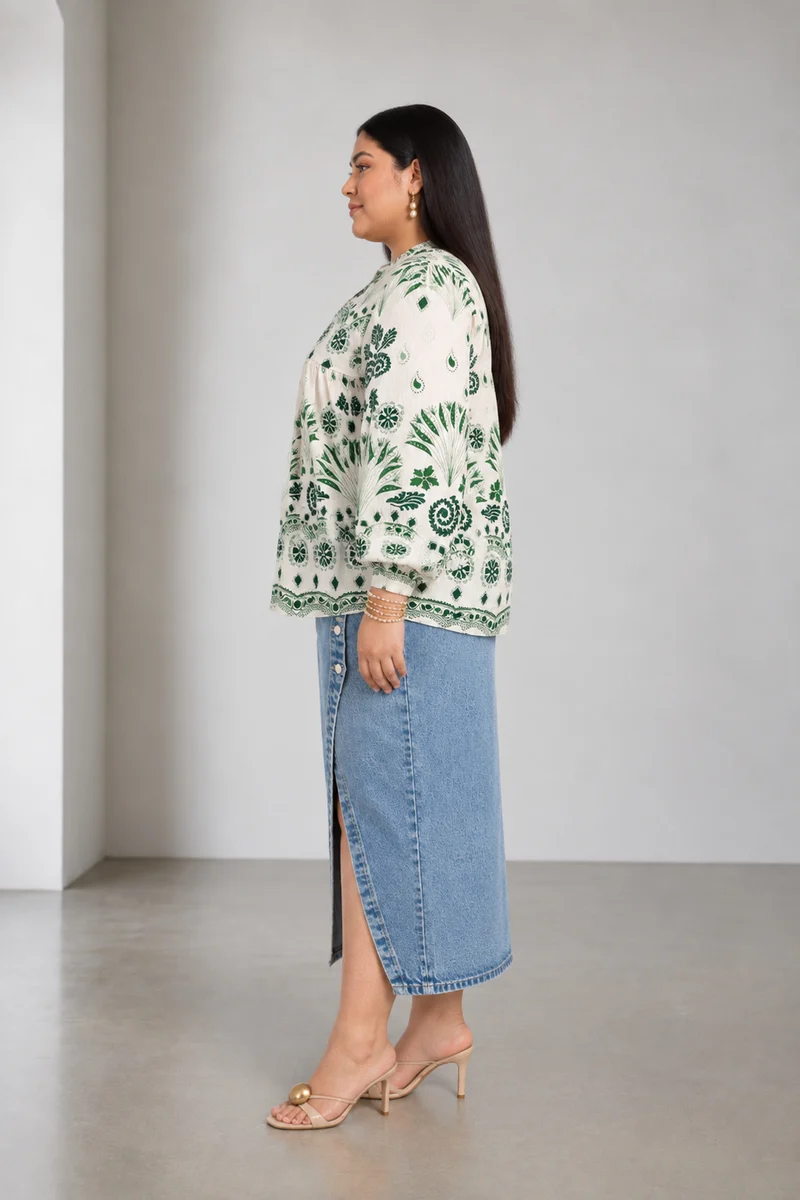 Melune|Cotton Gather Front Relaxed Fit Top