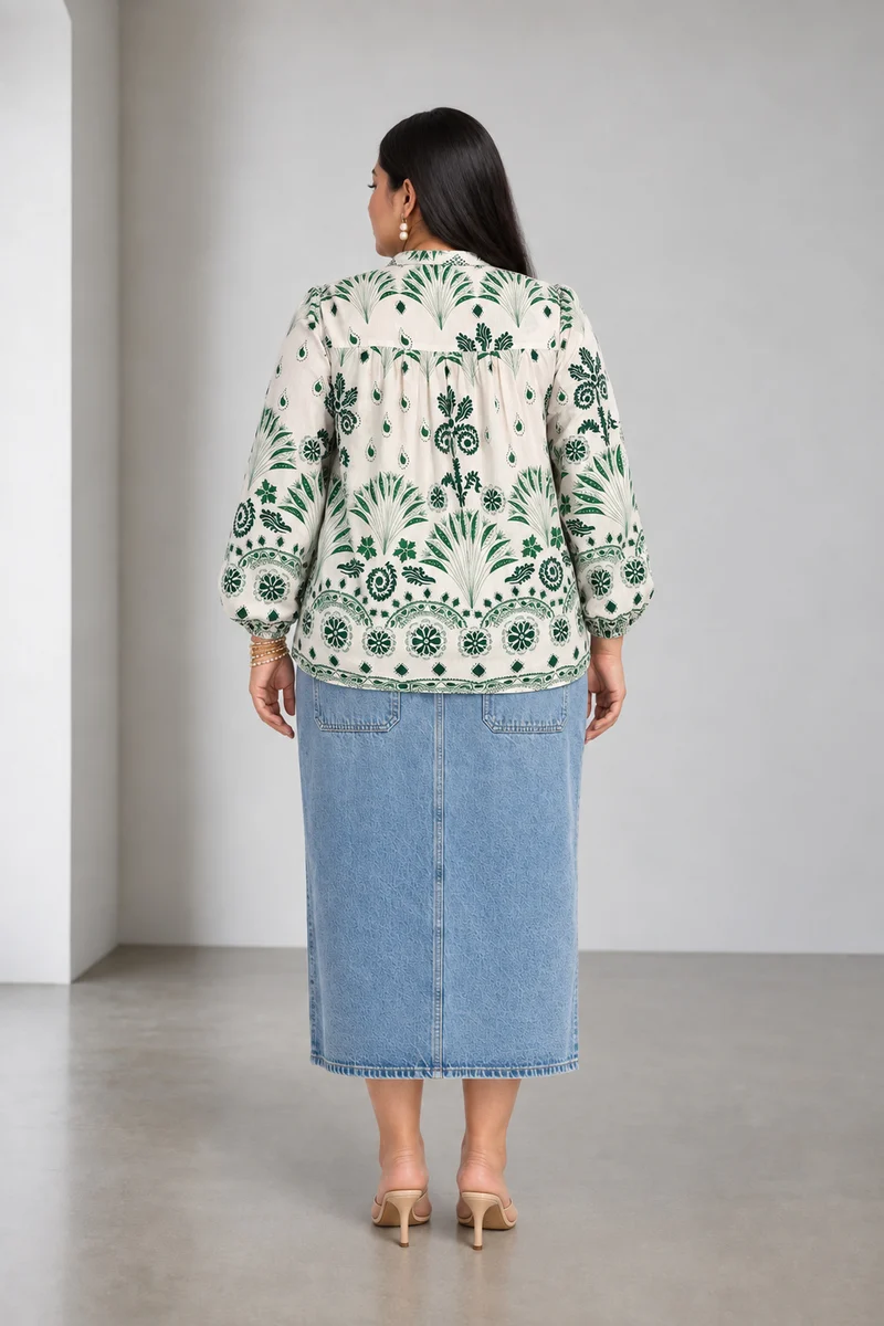 Melune|Cotton Gather Front Relaxed Fit Top