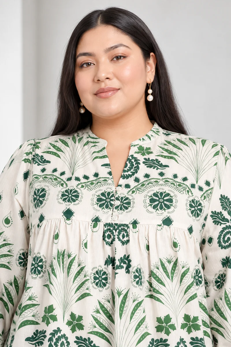 Melune|Cotton Gather Front Relaxed Fit Top
