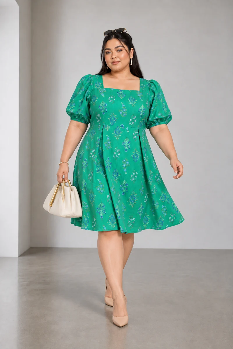Lorien|Cotton Square Neck Mini Dress