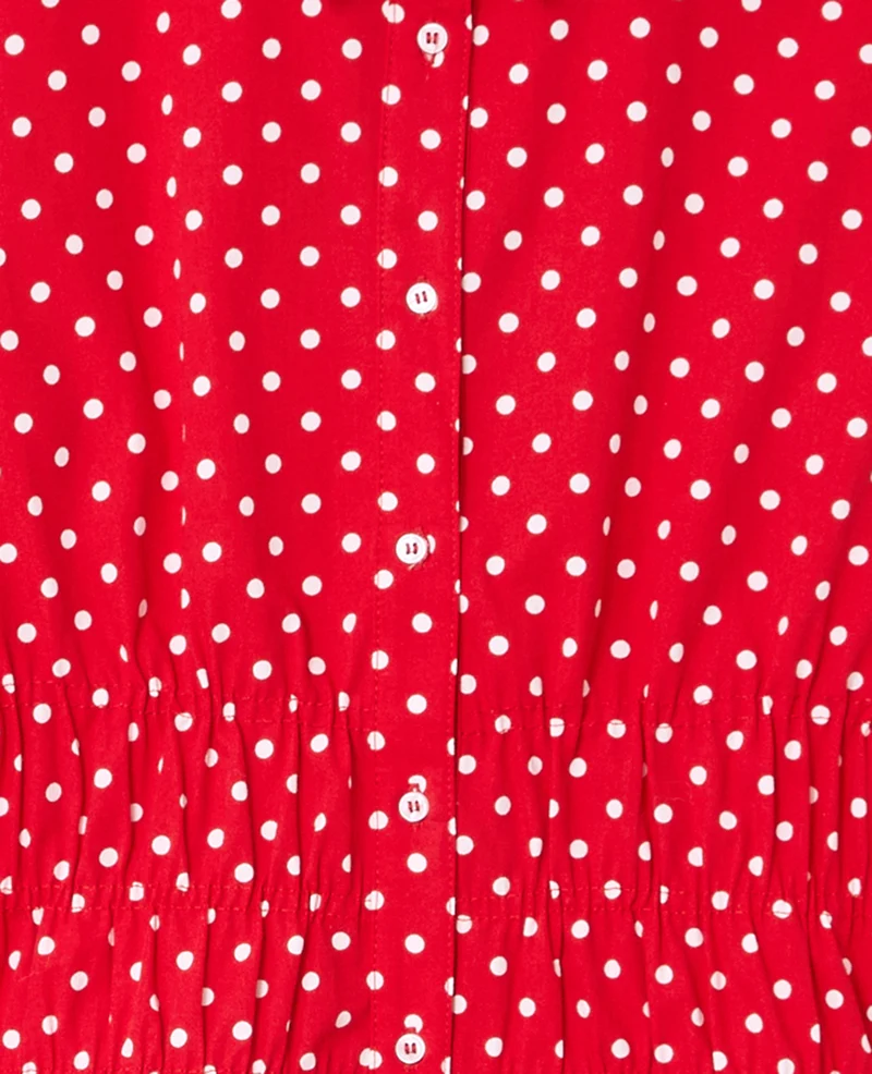 Chemise cintrée à pois avec taille élastiquée