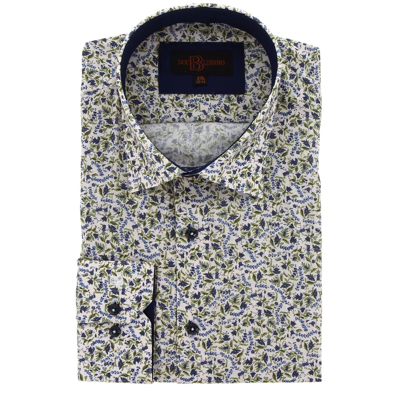 Chemise homme grande taille à motifs imprimé floral NARICISO Doublissimo