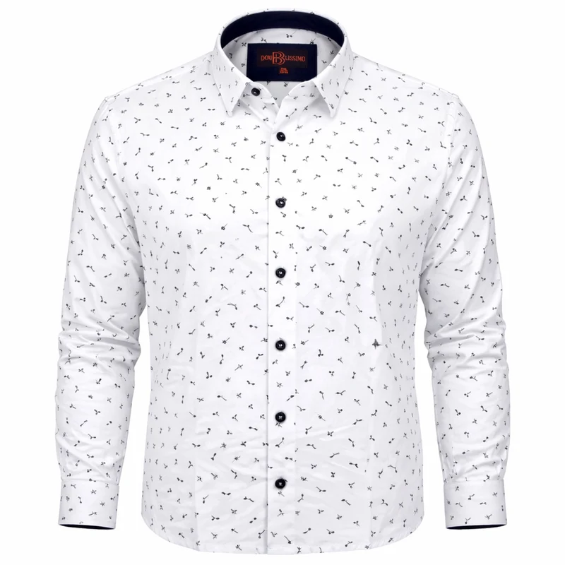 Chemise homme grande taille à motifs Imprimé Bleu Marine MATTIA Doublissimo